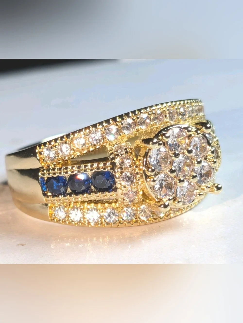 Classic Bright Sparkling Men's 4 Ct Lab-Created Diamond Sapphire Band Ring Sz 10